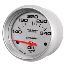 Load image into Gallery viewer, Autometer Marine Silver Ultra Lite Electric Oil Temperature Gauge 2-5/8in 140-300 Deg F