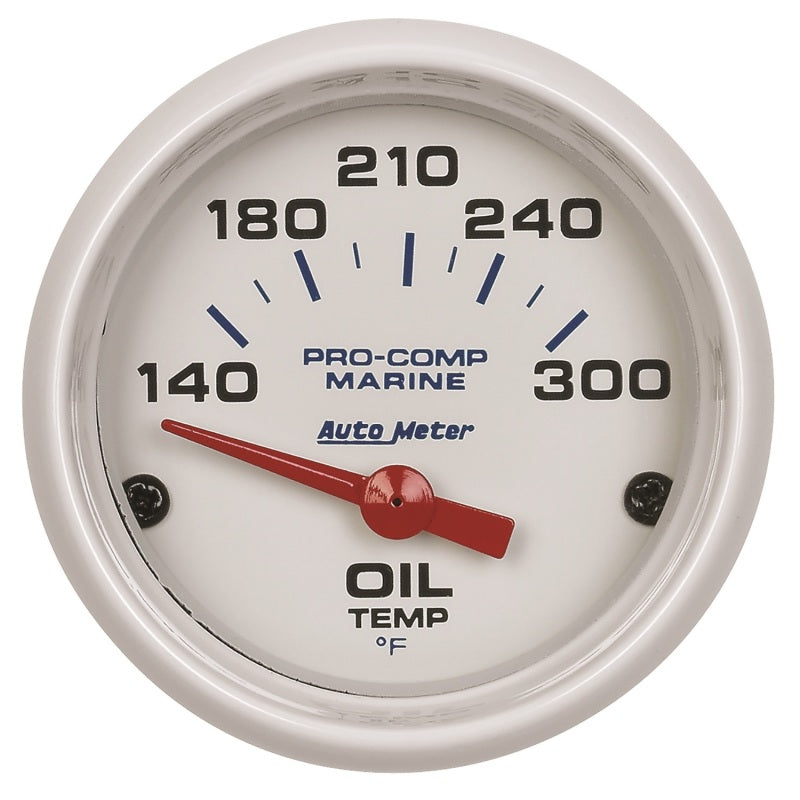 Autometer Marine White Ultra-Lite 2-1/16in Electric Oil Temperature Gauge 140-300 Deg F